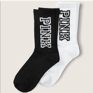 2 PACK PINK VICTORIA'S SECRET CREW SOCKS